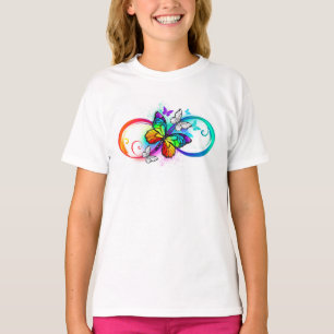 T-shirt Bright infinity with rainbow butterfly