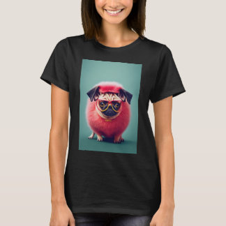 T-shirt Brillie, le pug hipster cool avec des lunettes de 
