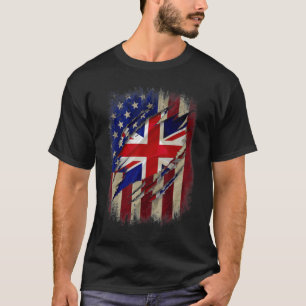 T-shirt Britanniques Anglais Américain Drapeau Anglais Fam