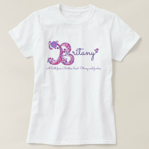 T-shirt Britany girls B name signifie chemise monographiqu