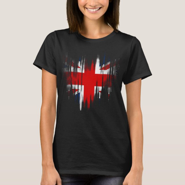 T-shirt British Flag Grunge Design Women's Black (Devant)