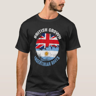 T-shirt British Grown Argentinian Roots Vintage Flags for 