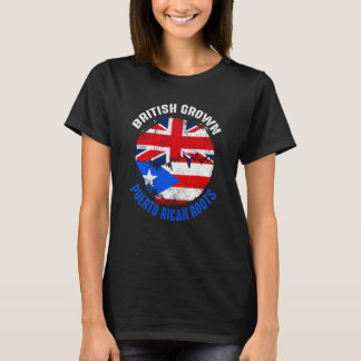 T-shirt British Grown Puerto Rican Roots Vintage Flags for