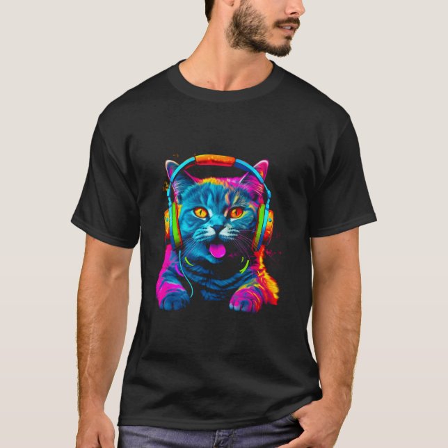 T-shirt British Shorthair Cat Dj Festival (Devant)