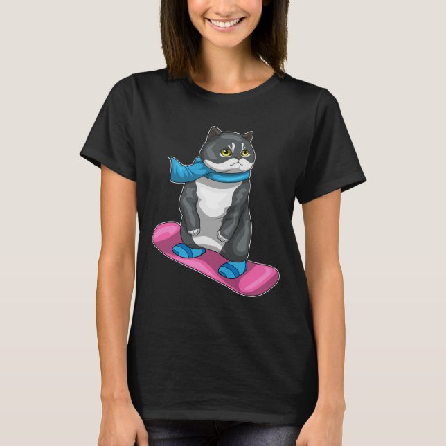 T-shirt British Shorthair Snowboard Sports d'hiver (Devant)
