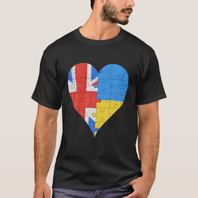 T-shirt British Ukrainian Flag Heart Great Britain Ukraine (Devant)