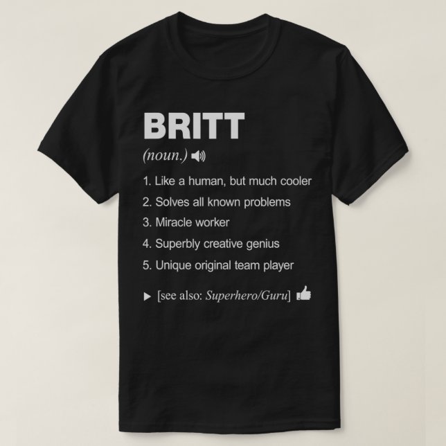 T-shirt Britt Nom Définition Signification Famille Amusant (Design devant)