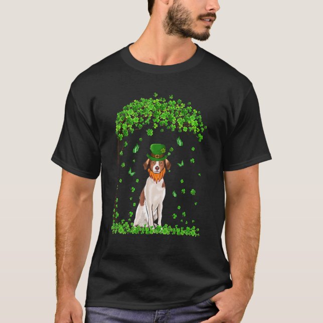 T-shirt Brittany St Patricks Day Lover Irish Shamrock Dog  (Devant)