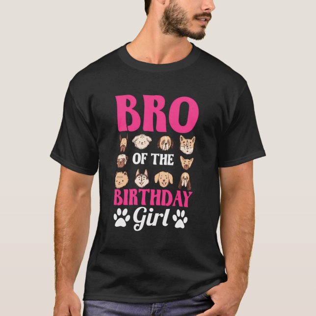 T-shirt Bro De L'Anniversaire Fille Chien Paw Anniversaire (Devant)