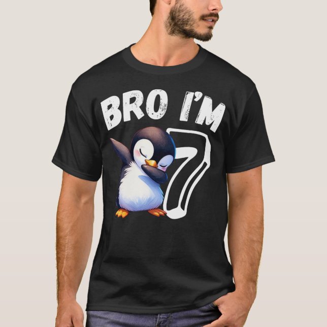 T-shirt Bro I'm 7 Year Old Penguin 7th Birthday Kids Dabbi (Devant)