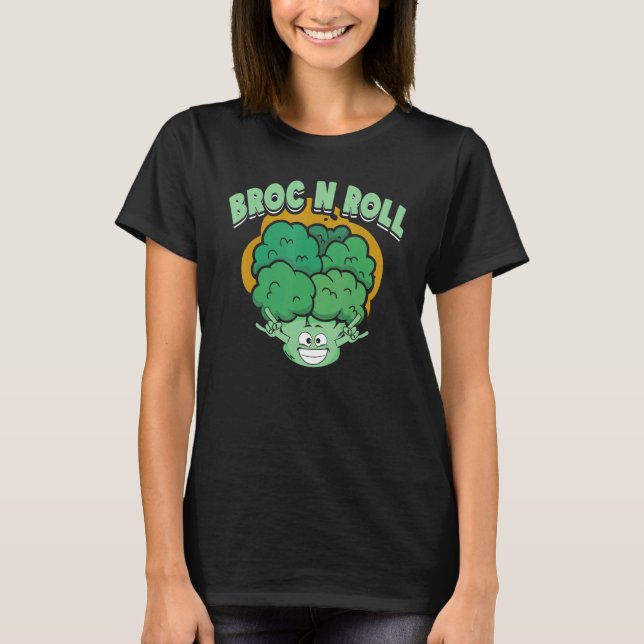 T-shirt Broc N Roll   Vegan Vegetarian Broccoli Vegetable (Devant)