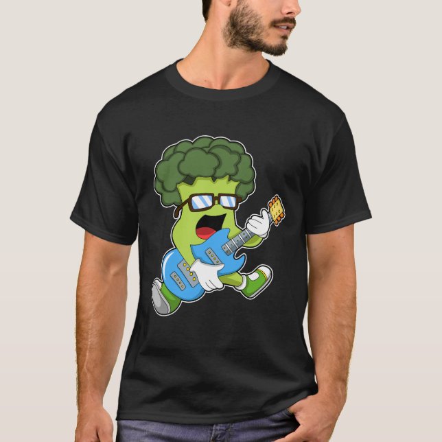 T-shirt Brocoli comme musicien avec guitare (Devant)