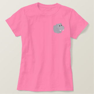 T-shirt Brodé Bébé mignon Hippo rose