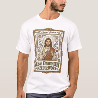 T-shirt Broderie de Jésus Travail à l'aiguille Broderie de