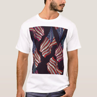 T-shirt Broderie du drapeau américain : motif patriotique.