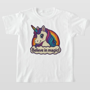 T-shirt Broderie Mythique Unicorne Magique Animal à Corne