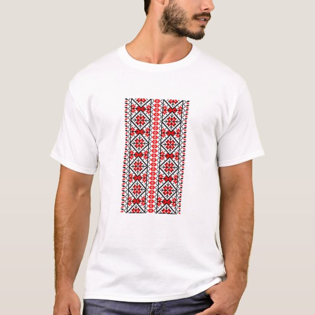 T-shirt Broderie ukrainienne Vyshyvanka Print Folk Ethniqu (Devant)
