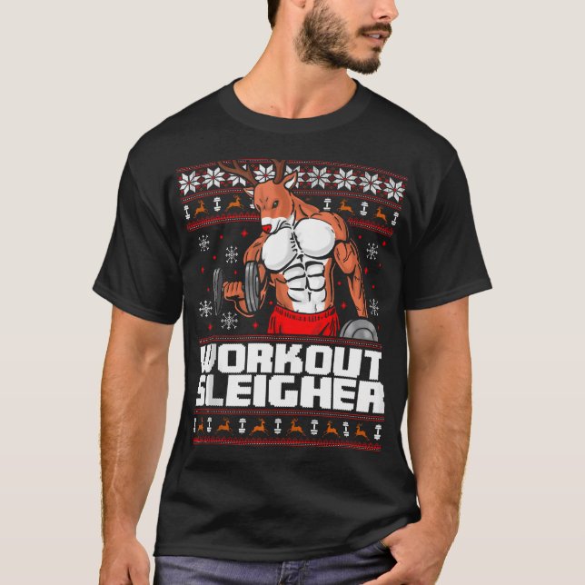 T-shirt Brodolf Gym Workout Funny Ugly Christmas Rudolph (Devant)