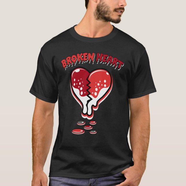 T-shirt Broken Heart Dripping Chile Red 9s Matching (Devant)