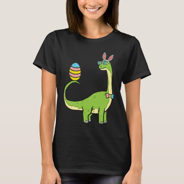 T-shirt Brontosaurus Bunny Ears Egg Easter Day Dinosaur Di (Devant)