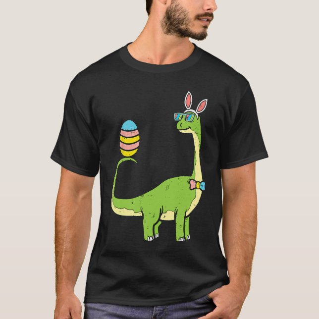 T-shirt Brontosaurus Bunny Ears Egg Easter Day Dinosaur Di (Devant)