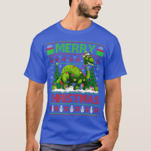 T-shirt Brontosaurus Dinosaure Père Noël laide des arbres 