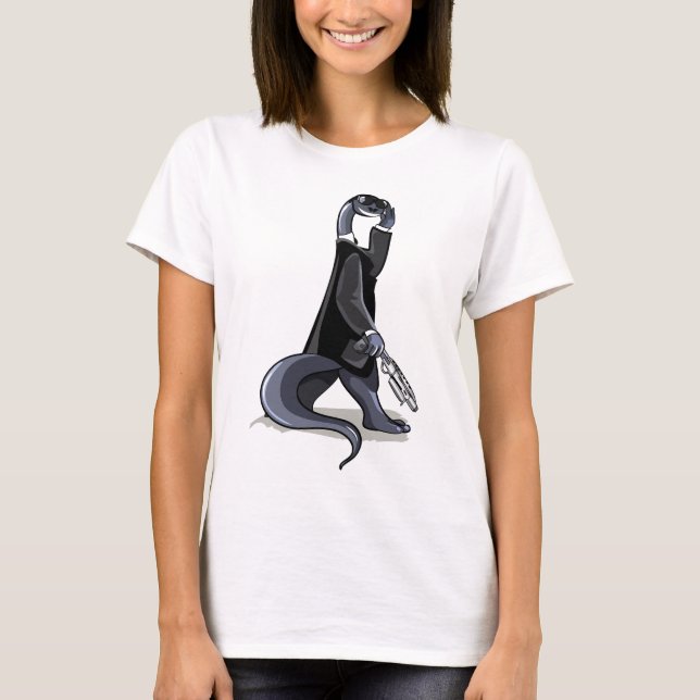 T-shirt Brontosaurus Habillé Comme Un Personnage De Film. (Devant)