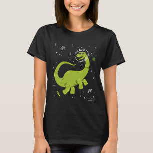 T-shirt Brontosaurus Vert Dinos Dans L'Espace