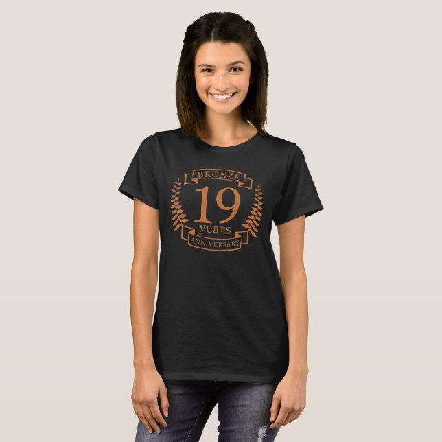 T-shirt Bronze anniversaire traditionnel mariage 19 ans (Devant entier)