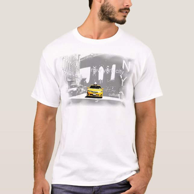 T-shirt Brooklyn Bridge New York City Nyc Taxi jaune (Devant)