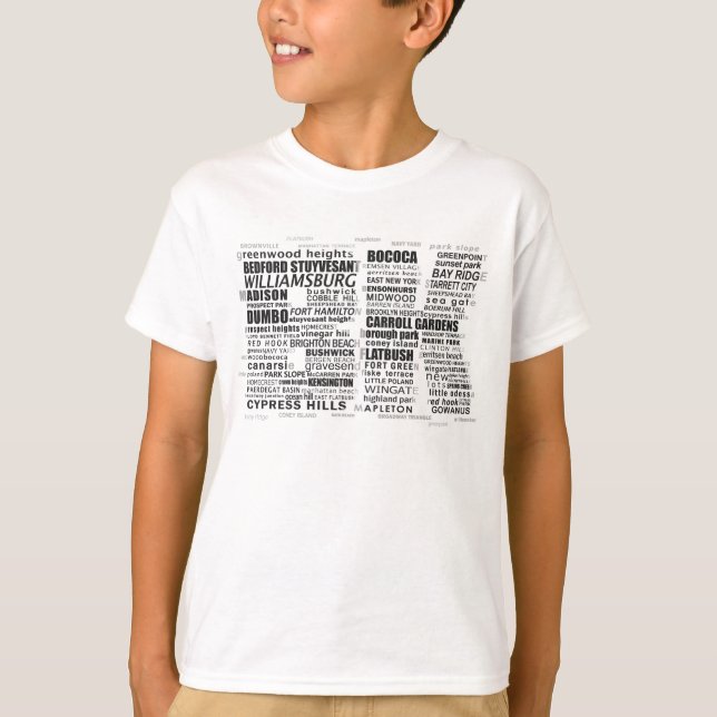 T-shirt Brooklyn New York City, BK Word Art (Devant)