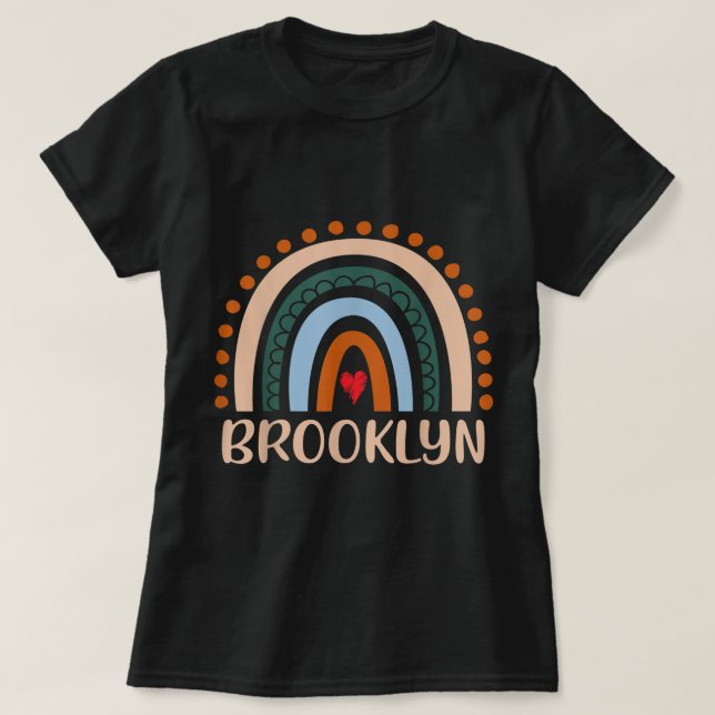 T-shirt Brooklyn Nom Personnalisé Funny Women Rainbow Bro (Design devant)