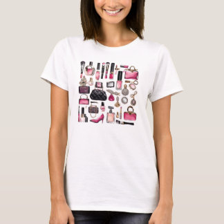 T-shirt Brosses de maquillage de cosmétiques Bouton à lèvr