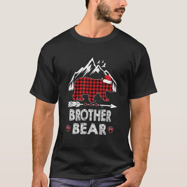 T-shirt Brother Bear Christmas Pajama Red Plaid Buffalo Fa (Devant)