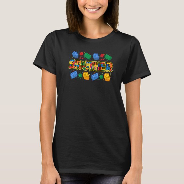 T-shirt Brother Brick Builder Garçon Master Builder Blocs  (Devant)