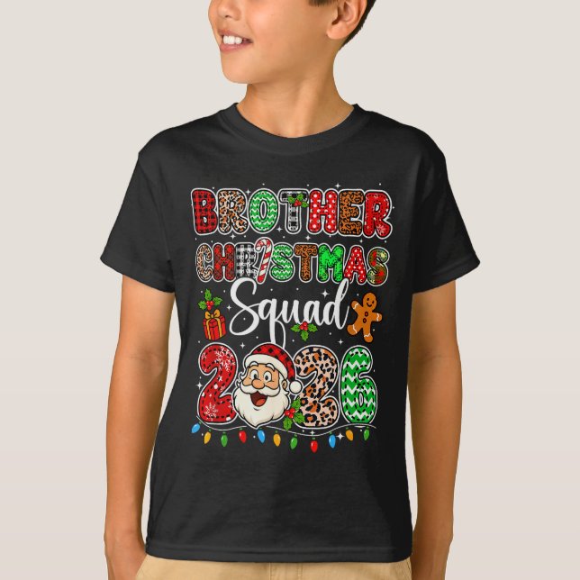 T-shirt Brother Christmas Crew 2026 Leopard Funny Santa Fa (Devant)