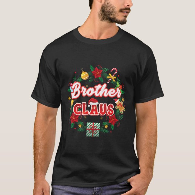 T-shirt Brother Claus Christmas Père Noël Laurel Wreath Mi (Devant)