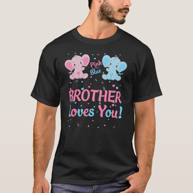 T-shirt Brother Gender Reveal Elephant Pink or Blue Matchi (Devant)