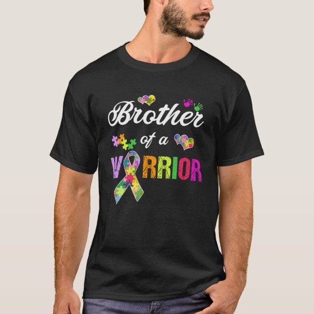 T-shirt Brother Of A Warrior Autism Awareness Support Ribb (Devant)