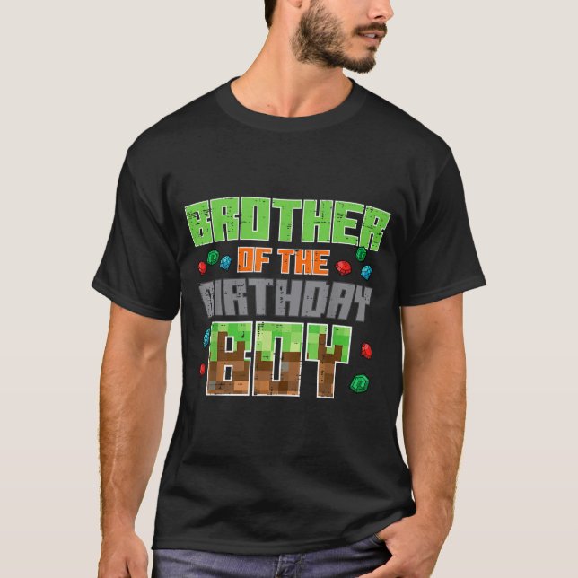 T-shirt Brother Of Birthday Boy Xel Gamer Bday Party Boys  (Devant)