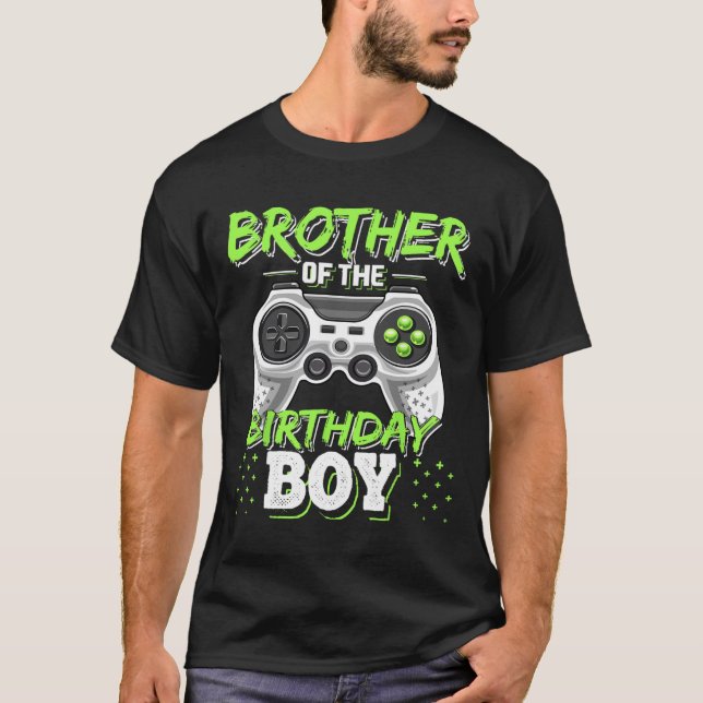T-shirt Brother Of The Birthday Boy Matching Video Game Bi (Devant)