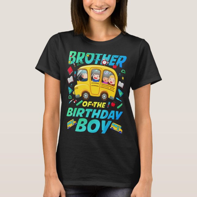 T-shirt Brother of the Birthday Boy School Bus Famille Ann (Devant)