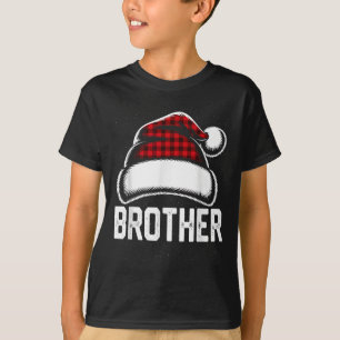 T-shirt Brother Père Noël Red Plaid Famille de Noël Corres