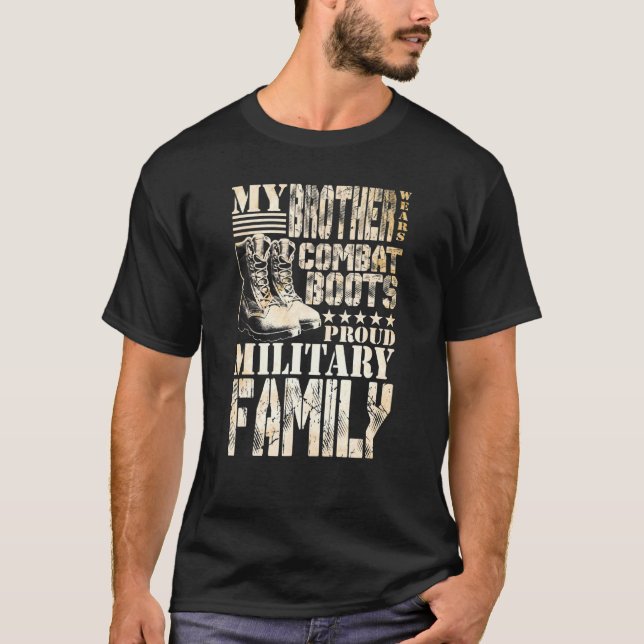 T-shirt Brother Porte Des Bottes De Combat Fière Famille M (Devant)