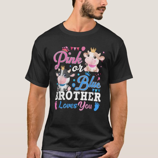 T-shirt Brother Rose Ou Bleu Vous Aime Dons Vache Bébé Gen (Devant)