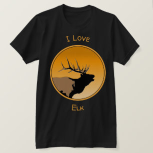 T-shirt Brouillonnant Bull Elk au coucher du soleil Art or