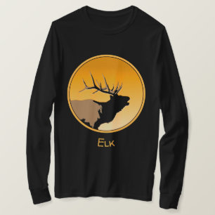 T-shirt Brouillonnant Bull Elk au coucher du soleil Art or