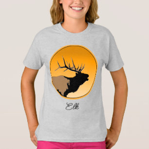 T-shirt Brouillonnant Bull Elk au coucher du soleil Art or