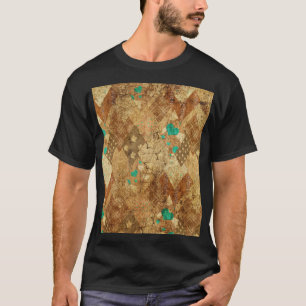 T-shirt Brown Grunge Quilt Stars Coeurs