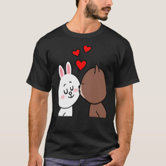 T-shirt Brown Ours Cony Lapin Lapin Le Baisson Léger